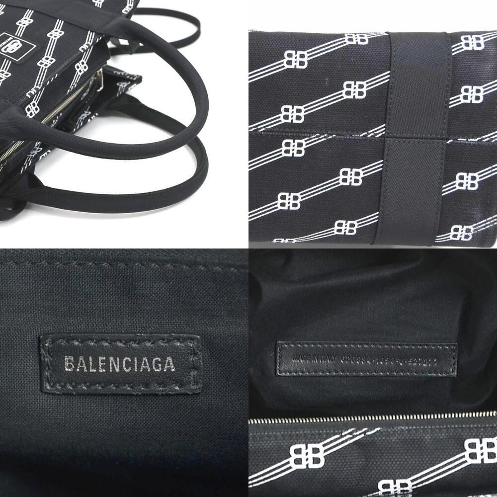 Balenciaga Trade XS Canvas Handbag Shoulder Bag Black White Silver - Picture 4 of 4
